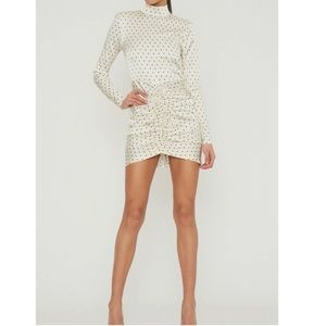 ROTATE Mina Ruched Polka-dot Satin Mini Dress 2